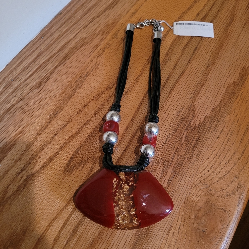 NEW Red, Gold, Black & Silver Necklace